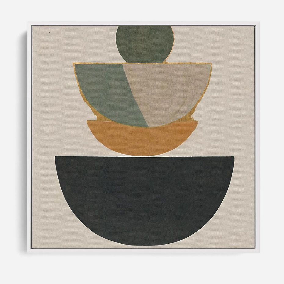 Obraz w ramie 50x50 - Podróżne Refleksyjne Odbicia - abstrakcyjny obraz, kolory ciepłe - rama biała