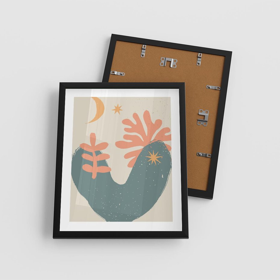 Plakat w ramie 40x50 - Energetyczne Kształty - boho formy, kształty - rama czarna