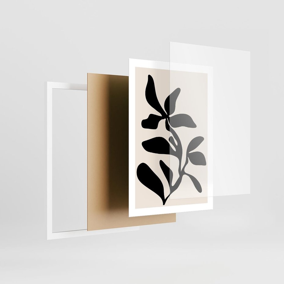 Plakat w ramie 50x70 - Wibracje Akwarelowych Ścieżek - abstrakcyjny minimalistyczna kwiat, czarno biały plakat - rama biała