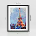 Plakat w ramie 40x50 - Paryska Wieża - olejny abstrakcyjny obraz, wieża eiffla - rama czarna