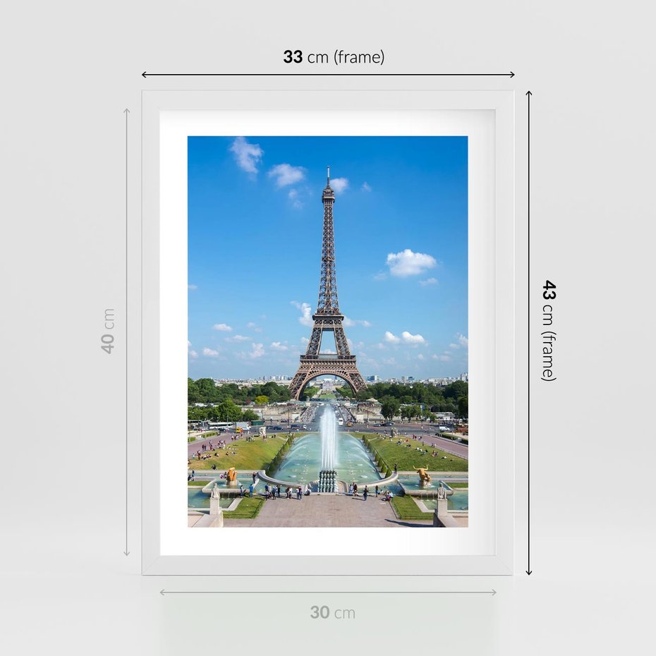 Plakat w ramie 30x40 - Wieża Eiffla - Eiffla, Paryż - rama biała
