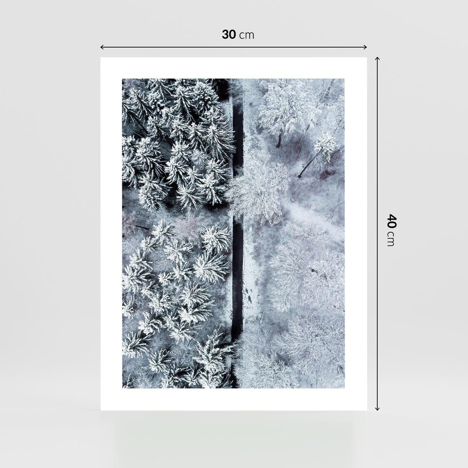 Plakat bez ramy 30x40 - Ujęcie Zimowej Szosy - zima, śnieg