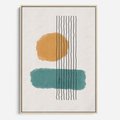 Obraz w ramie 50x70 - Wibracje Barw - abstrakcyjne akwarelowe plamy, nieregularne kreski - rama drewno