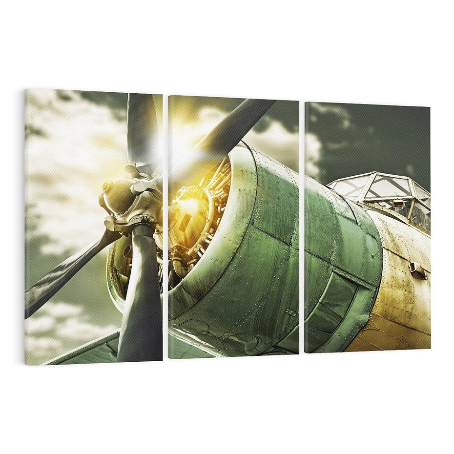 Obraz na płótnie 120x80 - Symbole wojskowych czasów - samolot, śmigło