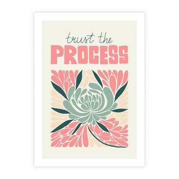 Plakat bez ramy 21x30 - Rozbijające Barwy - abstrakcyjny pastelowy kwiat, wyrazista typografia