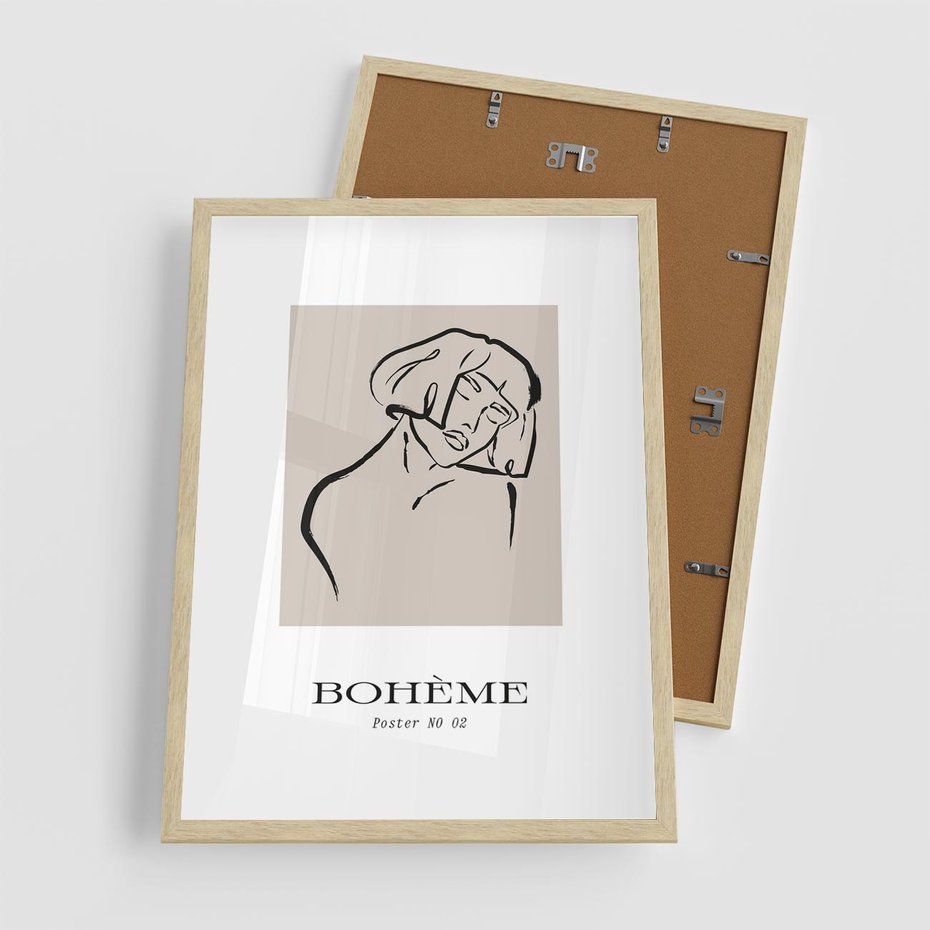 Plakat w ramie 50x70 - Echa Nieznanych Konturów - boho plakat, typografia - rama drewno