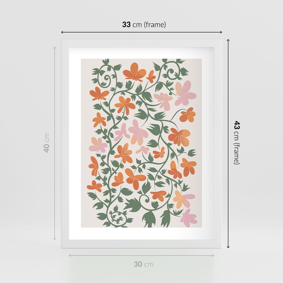 Plakat w ramie 30x40 - Kwiatowa Refleksja - kwiaty polne, plakat - rama biała