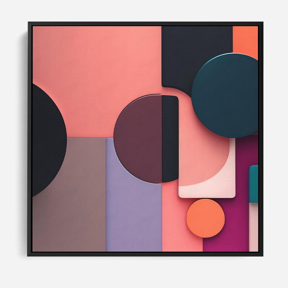 Obraz w ramie 50x50 - Przenikanie przestrzeni czasu - abstrakcja, geometria - rama czarna