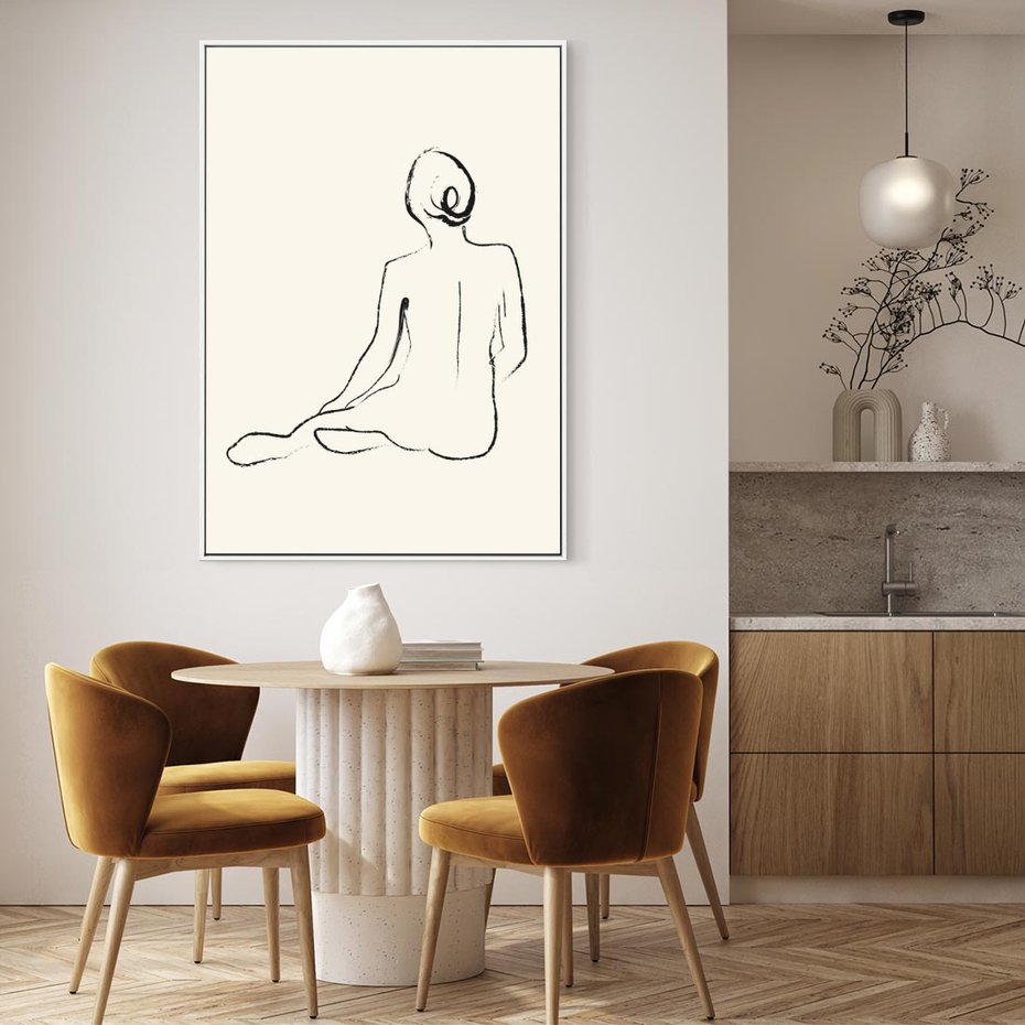 Obraz w ramie 50x70 - Akt w Minimalizmie - kobieta akt, minimalizm - rama biała