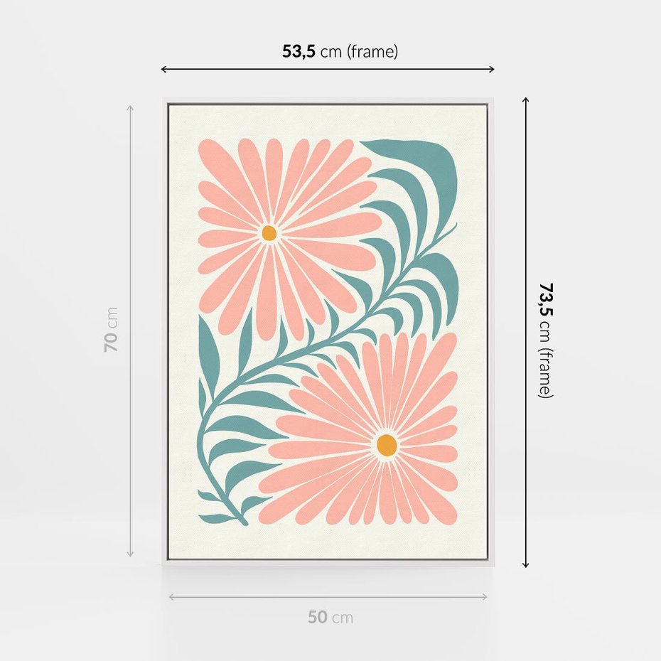 Obraz w ramie 50x70 - Kształtując Marzenia - kwiaty, sztuka nowoczesna - rama biała