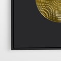 Obraz w ramie 70x100 - Migotliwe Przeniknięcia - złote koła, czarne tło - rama czarna