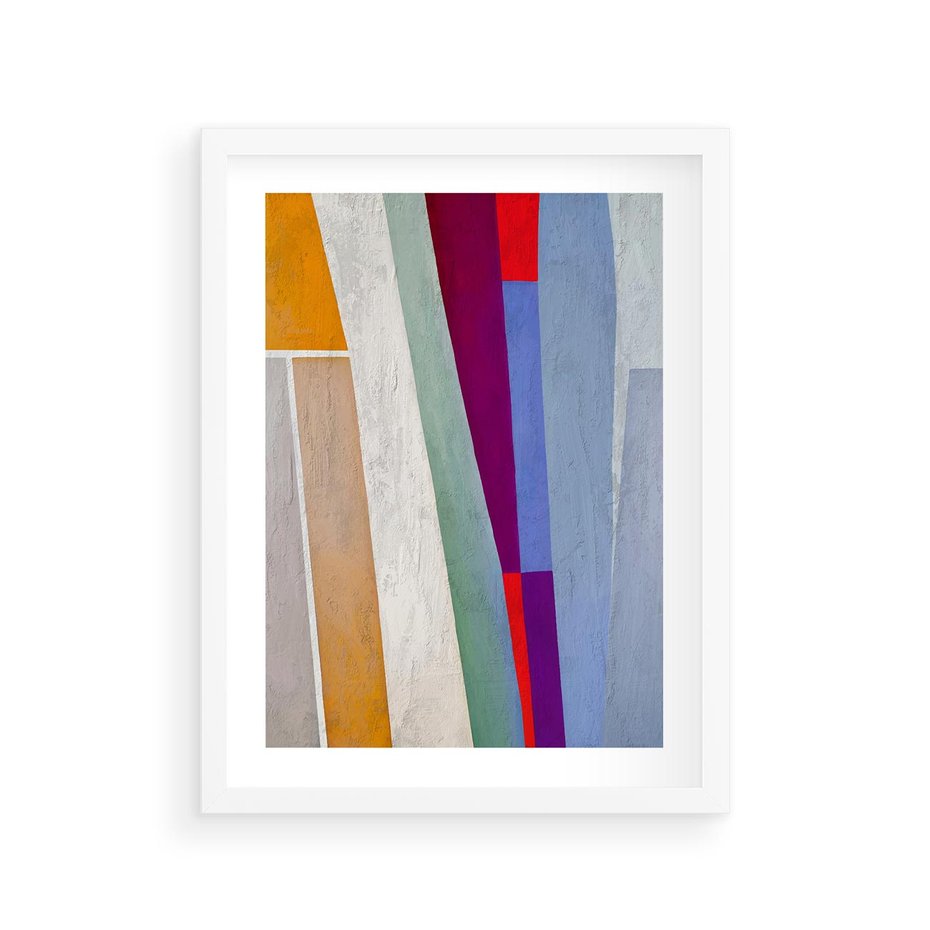 Plakat w ramie 30x40 - Księga Ukrytych Odbić - abstrakcyjne dziwne kształty, olejny obraz - rama biała