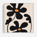 Obraz w ramie 50x50 - Wyjątkowość Boho - minimalistyczny abstrakcyjny obraz, prymitywne kwiaty - rama biała