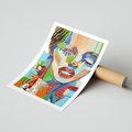 Plakat bez ramy 30x40 - Kolorowe Formy - abstrakcyjny portret kobiety, twarz