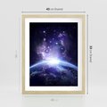 Plakat w ramie 40x50 - Podróż w kosmiczną przestrzeń - kosmos, ziemia - rama drewno