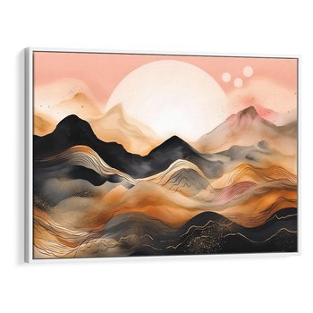 Obraz w ramie 120x80 - Grafika Zachodu - nowoczesna grafika, odcienie pastelowe - rama biała