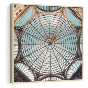 Obraz w ramie 80x80 - Magia Sklepienia - sklepienie, szklany dach - rama drewno