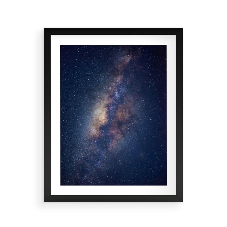 Plakat w ramie 40x50 - Wśród Gwiazd - rozgwieżdzone niebo, droga mleczna - rama czarna