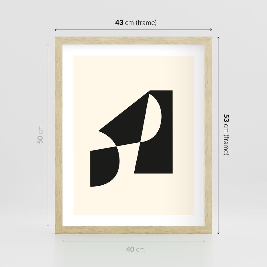 Plakat w ramie 40x50 - Rozświetlony Cień - abstrakcyjna sztuka, geometria - rama drewno