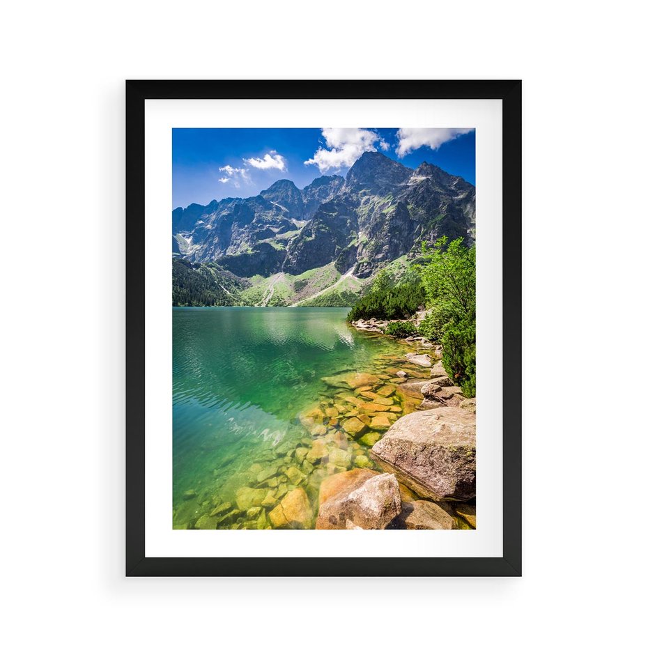 Plakat w ramie 40x50 - Mistyczne Połączenie - jezioro, góry - rama czarna