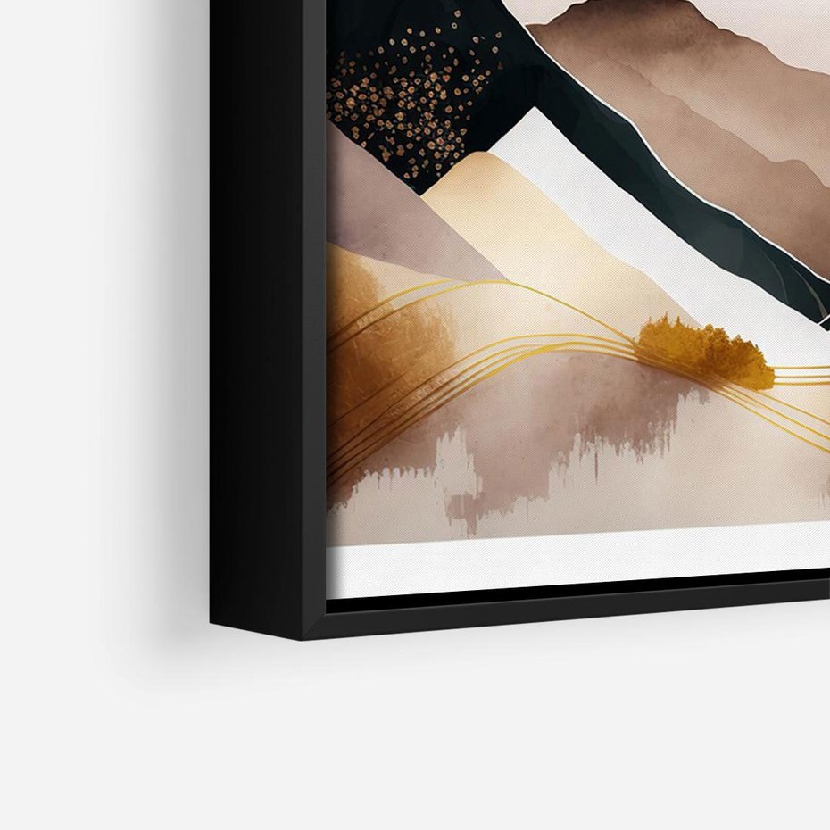 Obraz w ramie 70x50 - Góry Tonące w Pastelach - złote pastelowe góry, akwarela - rama czarna