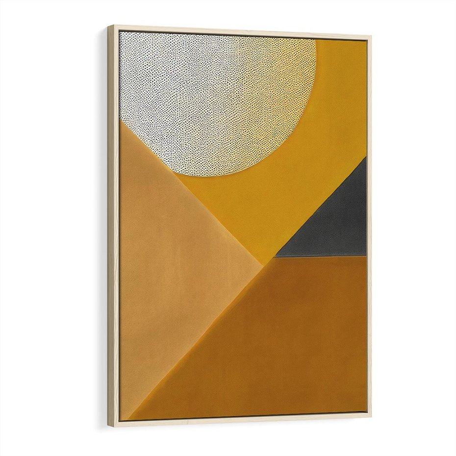 Obraz w ramie 80x120 - Harmonia migoczących ognisk - intensywne ciepłe kolory, słoneczny żółty - rama drewno