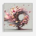 Obraz w ramie 50x50 - Kwiatowy Wir - nowoczesna grafika komputerowa, wir z kwiatów - rama biała