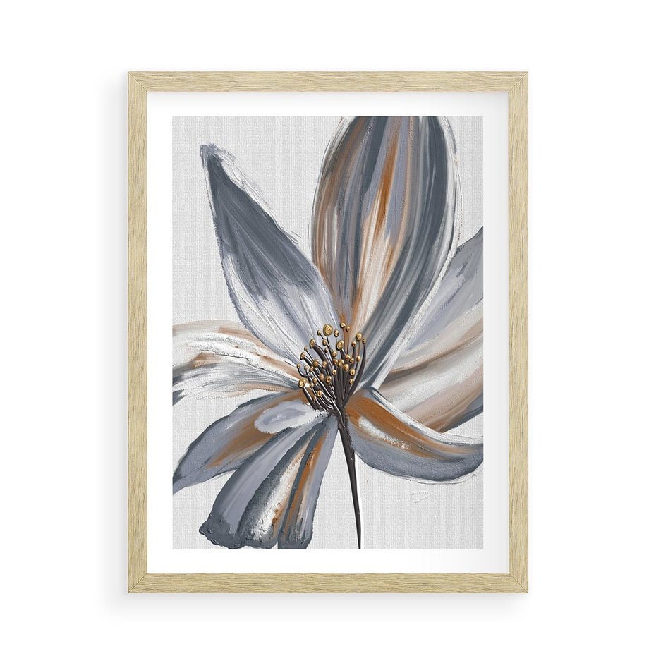 Plakat w ramie 50x70 - Olejne kwiaty - wyraz emocji - kwiaty, malowane - rama drewno