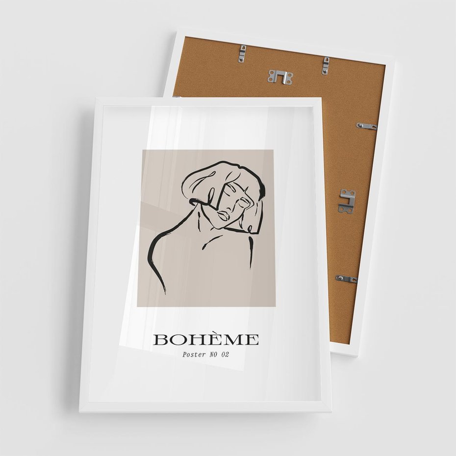 Plakat w ramie 50x70 - Echa Nieznanych Konturów - boho plakat, typografia - rama biała