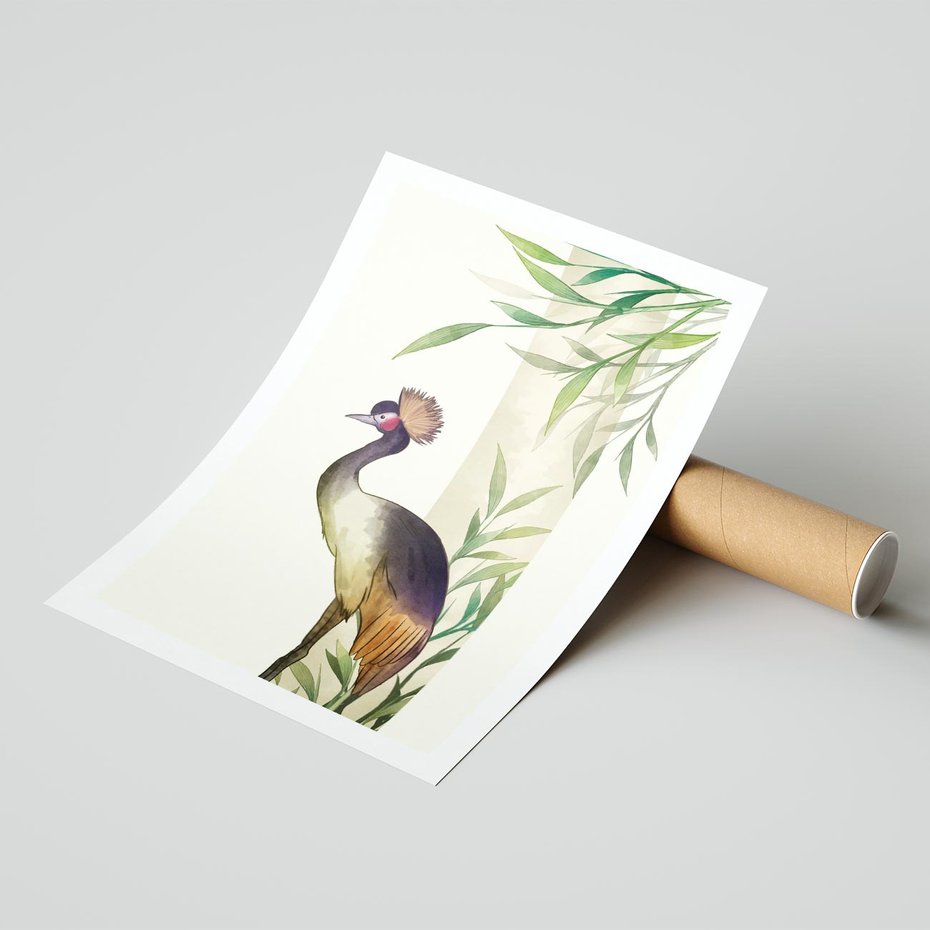 Plakat bez ramy 21x30 - Kwiatowa Ekspresja - japońska sztuka, ptak