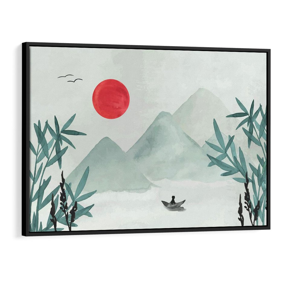 Obraz w ramie 100x70 - Zaklęte Wzgórza - krajobraz, japonia - rama czarna