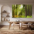 Obraz na płótnie 120x80 - Spokój wśród drzew: las w odcieniach zieleni - las, drzewa