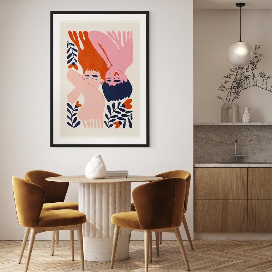 Plakat bez ramy 50x70 - Miłość w Dwóch Sercach - miłość, para zakochanych