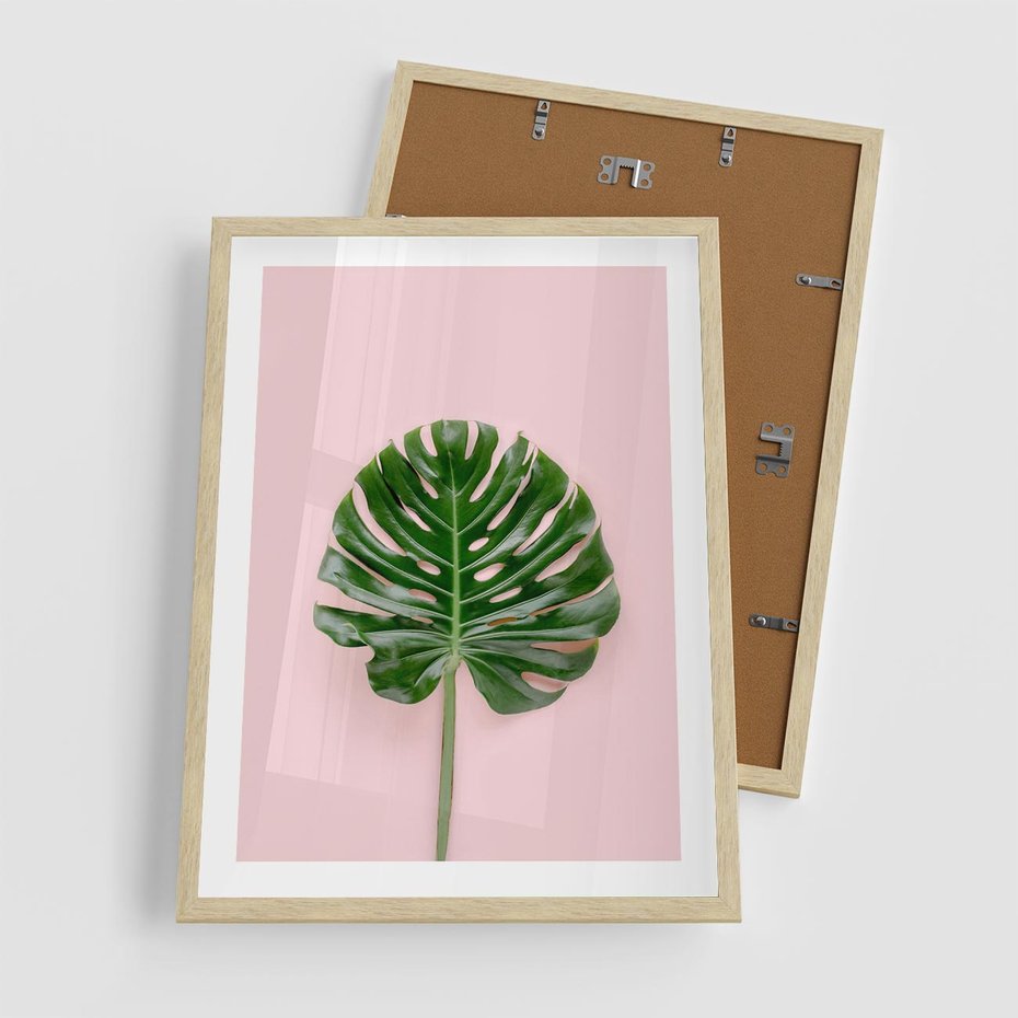 Plakat w ramie 50x70 - Egzotyczna Roślinność - liście, monstera - rama drewno