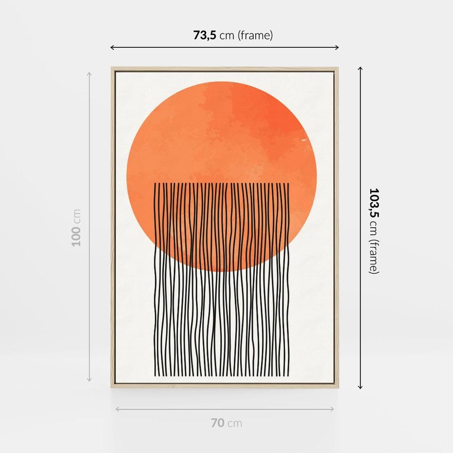 Obraz w ramie 70x100 - Echa Wyobraźni - koło, boho styl - rama drewno