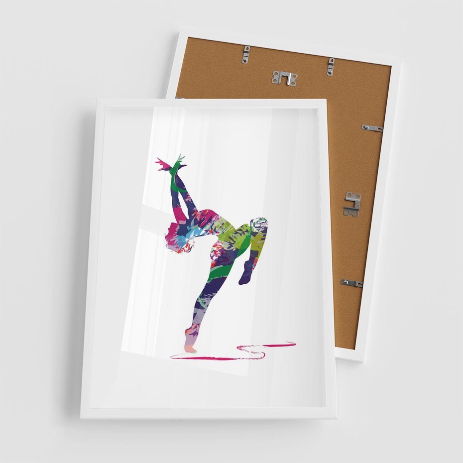 Plakat w ramie 50x70 - Taniec w akwareli - taniec, akwarela - rama biała