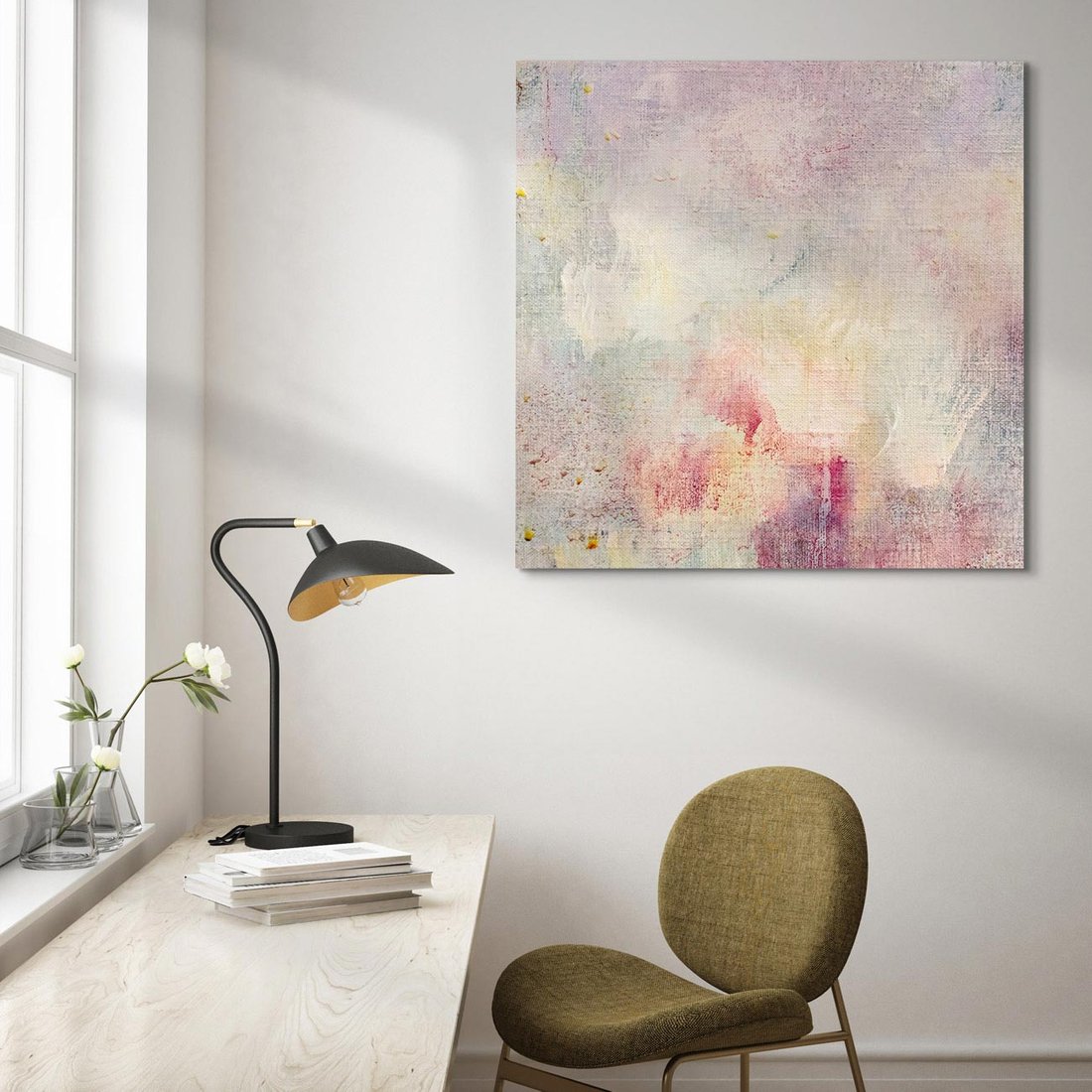 Obraz na płótnie 60x60 - Miękka Melodia Pasteli - olejne płótno, pastelowe kolory