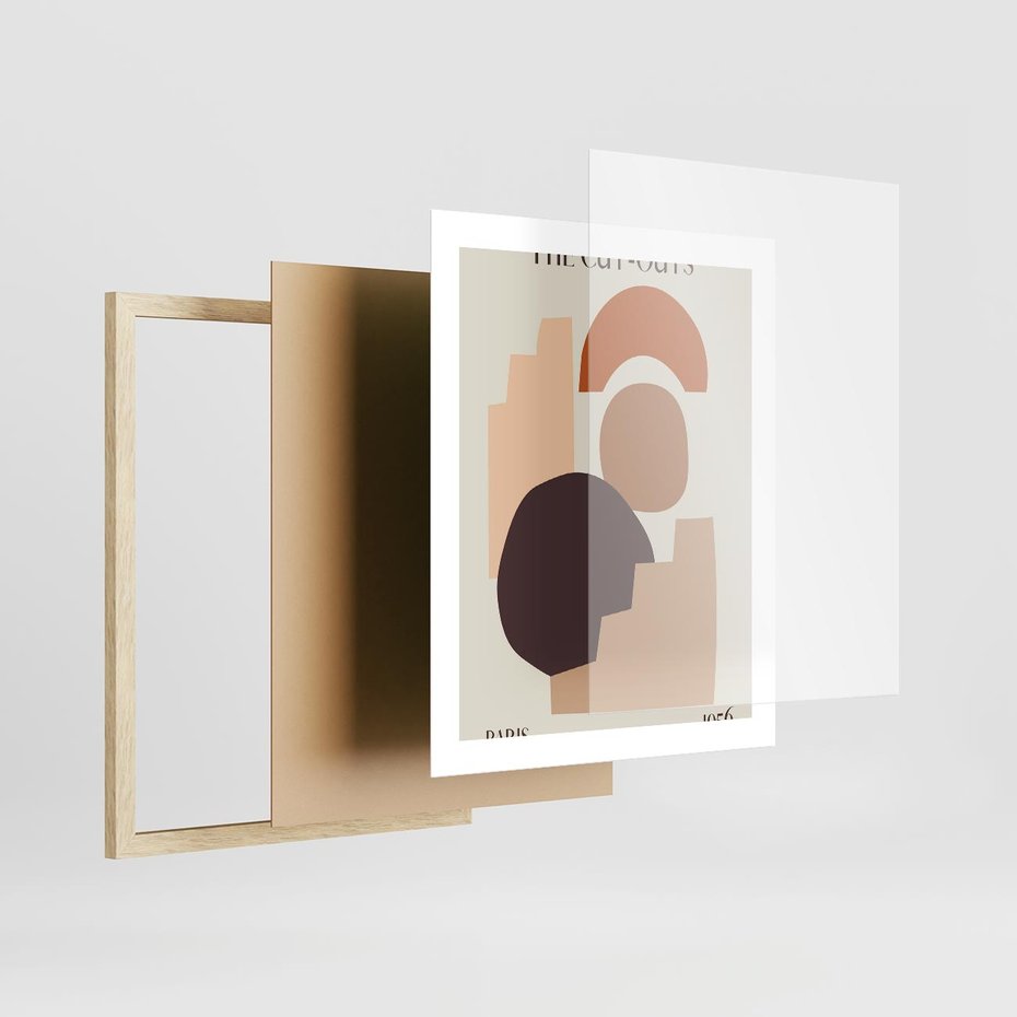 Plakat w ramie 40x50 - Boho Urok: Plakat z Kolorem Ziemi i Typografią - boho grafika, kolory ziemi - rama drewno