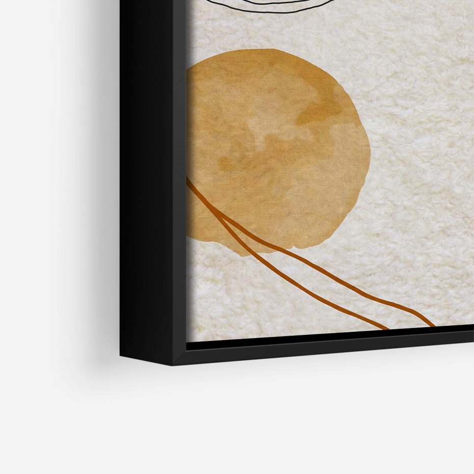 Obraz w ramie 50x50 - Liście i Geometrie - nowoczesny, akwarelowe plamy - rama czarna