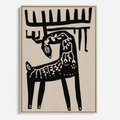 Obraz w ramie 70x100 - Konturem Zdefiniowany - skandynawska sztuka, jeleń - rama drewno