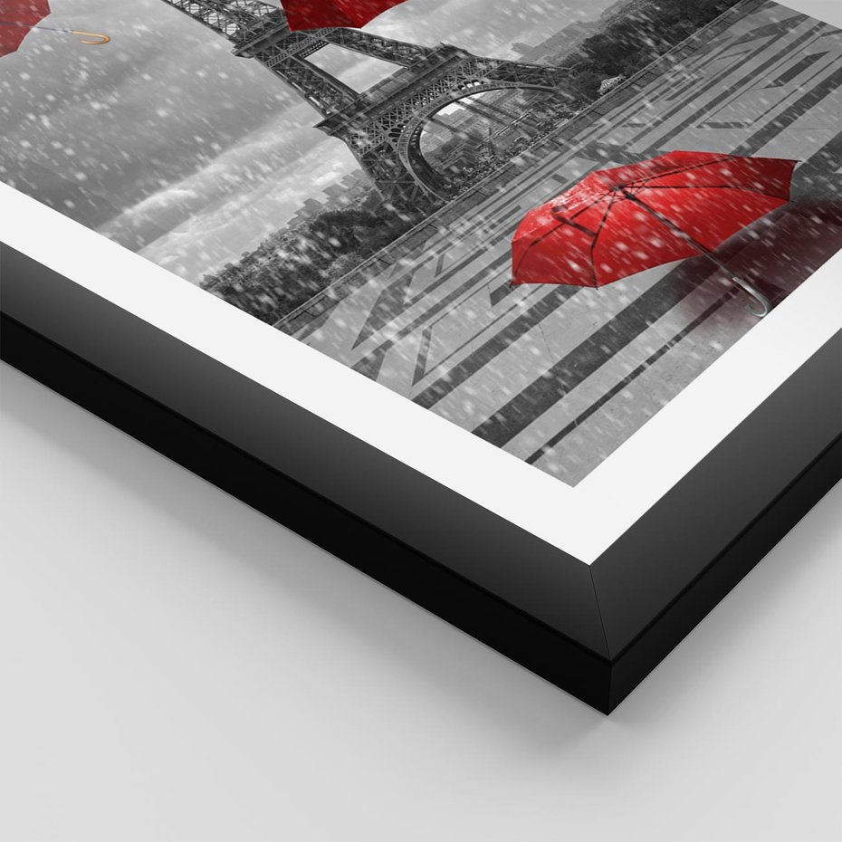 Plakat w ramie 40x50 - Czarno-biała magia Eiffla - Eiffla, Paryż - rama czarna