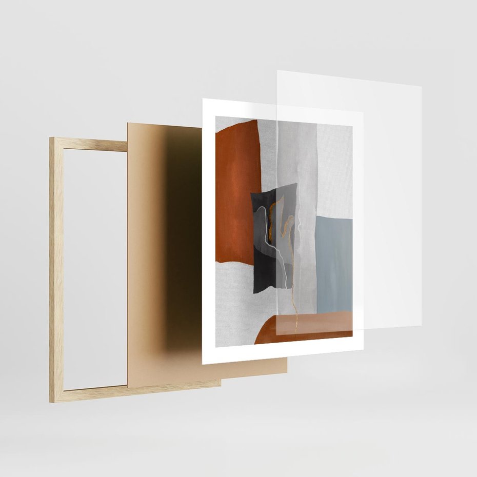 Plakat w ramie 40x50 - Nowoczesna geometria - nowoczesny, geometryczny - rama drewno