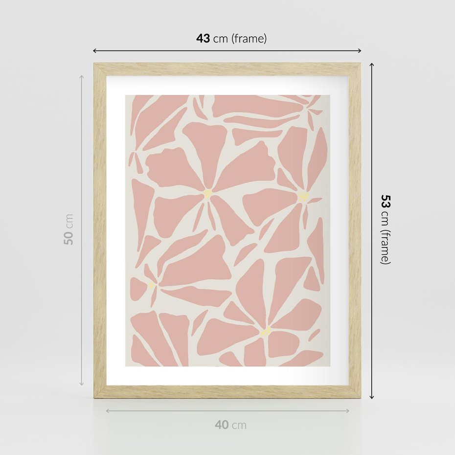 Plakat w ramie 40x50 - Akwarelowe Promienie - abstrakcyjne boho kwiaty, kompozycja - rama drewno