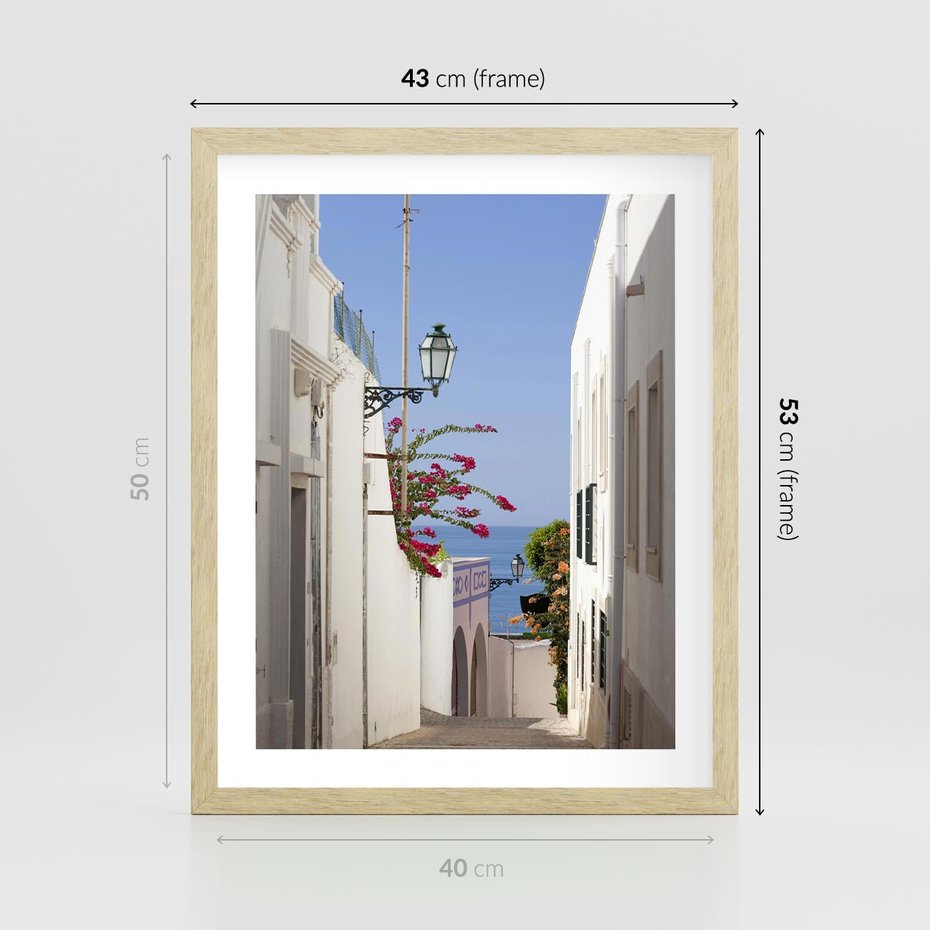 Plakat w ramie 40x50 - Podróże w Czasie: Perspektywiczna Uliczka - uliczka, perspektywa - rama drewno
