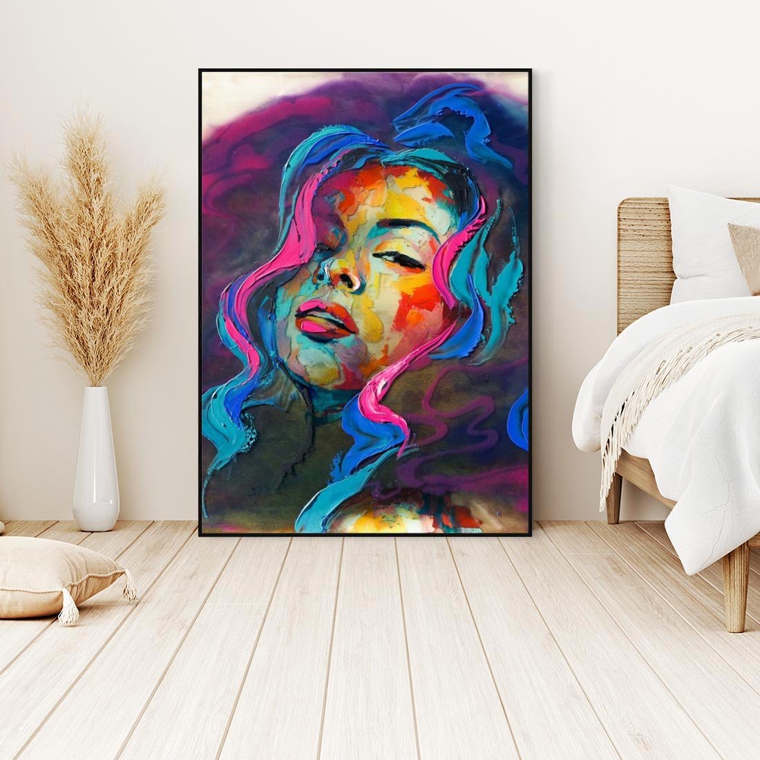 Obraz w ramie 70x100 - Bujna Ekspresja - grafika komputerowa, przypomina obraz olejny - rama czarna