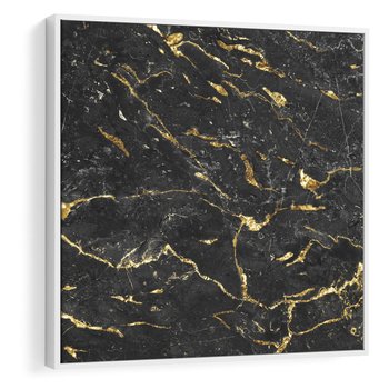 Obraz w ramie 50x50 - Egzotyczny Blask - marmur, złoto - rama biała