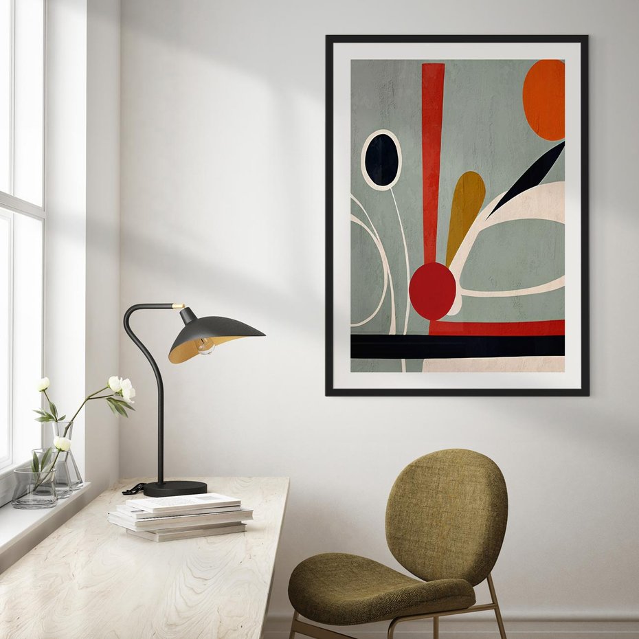 Plakat bez ramy 21x30 - Harmonia Kolorowych Impulsów - abstrakcyjny obraz olejny, dziwne formy