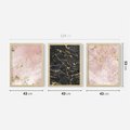 Zestaw obrazy w ramie 40x50 galeria - Marmur, złoto, róż, czerń - rama drewno