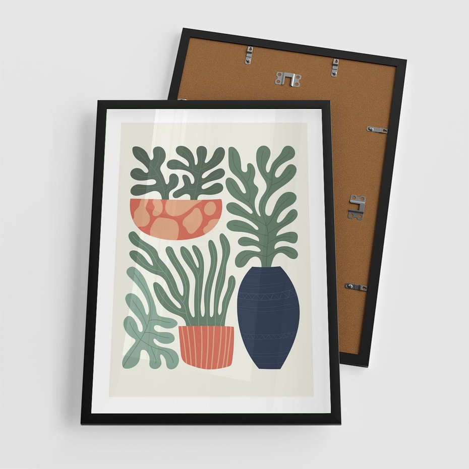 Plakat w ramie 50x70 - Abstrakcyjne Roślinne Formy - nowoczesna grafika, rośliny - rama czarna