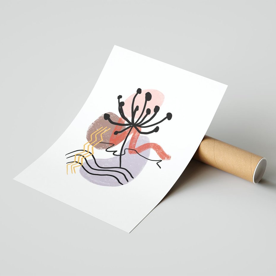 Plakat bez ramy 40x50 - Migocące Odsłony - abstrakcyjna sztuka, liść dmuchawiec